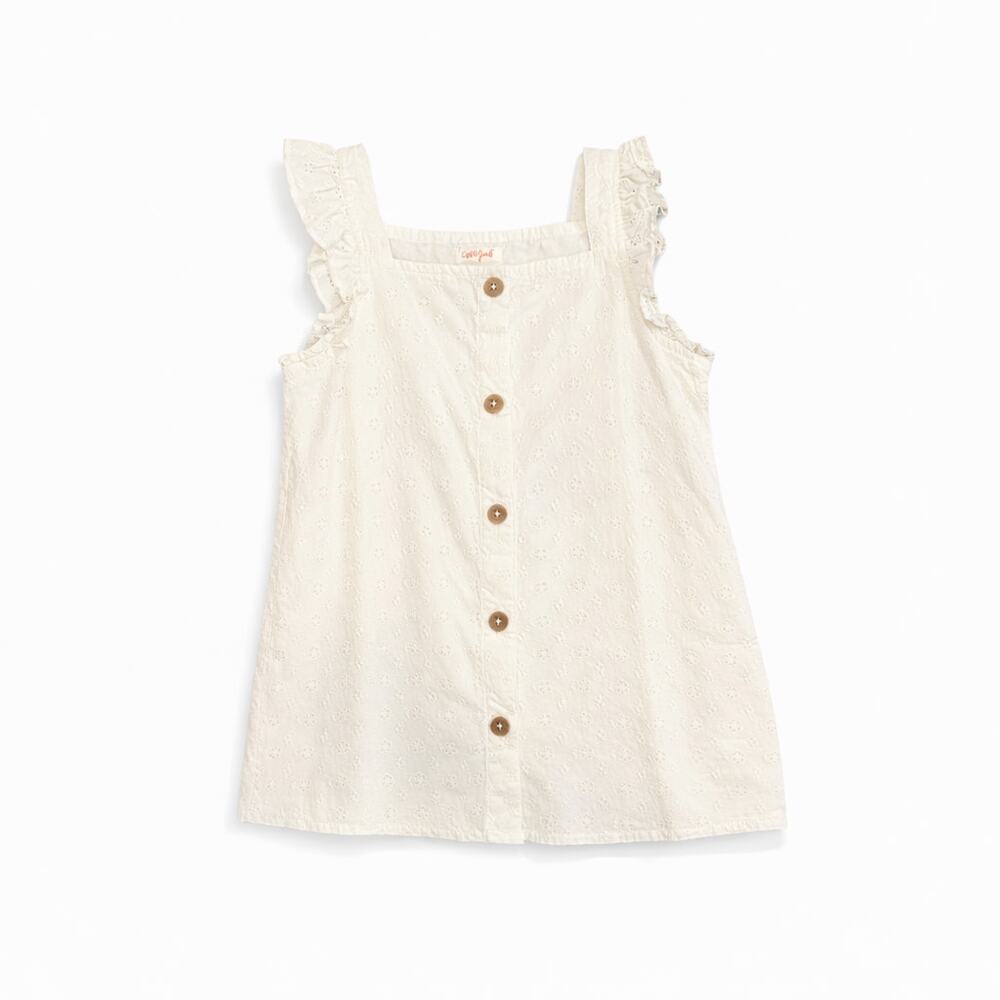 Cat & Jack Girls White Eyelet Flutter Sleeve Tank Top Size L 10/12
